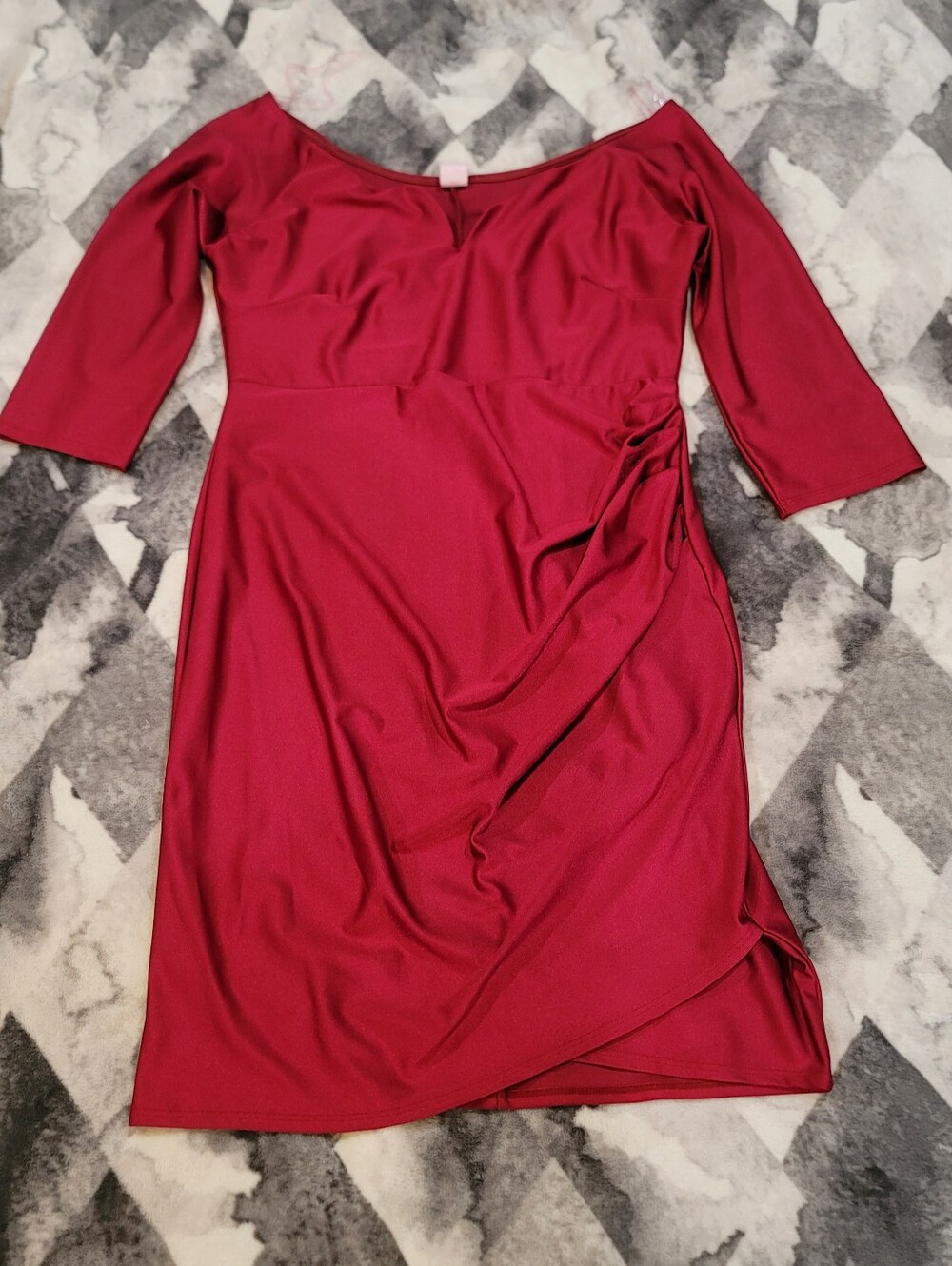 Women's Burgundy Wrap-Detail Midi Dress